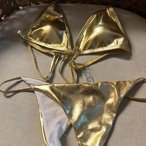New Gold Bikini Swimsuit S Unique